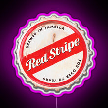 Load image into Gallery viewer, Red Stripe Bottle Cap RGB neon sign  pink
