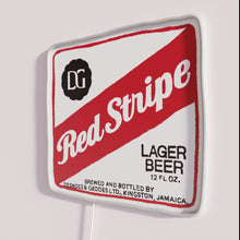 Load image into Gallery viewer, Vibrant red stripe LED neon light decoration with transparent background.