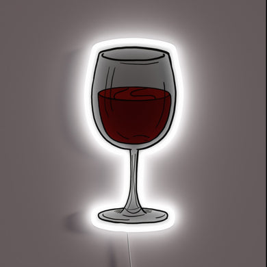 Boldly illuminated wine glass decor in vibrant red and blue glow