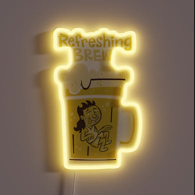 Vibrant electric drink station signage in bold RGB neon colors.