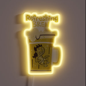Vibrant electric drink station signage in bold RGB neon colors.