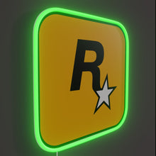 Load image into Gallery viewer, Retro Games RGB neon sign, side view lit showing the depth of the acrylic sign