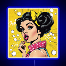 Load image into Gallery viewer, Retro Pop Art Beauty Illustration RGB neon sign blue