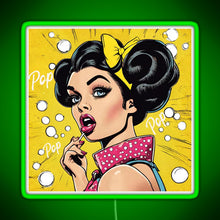 Load image into Gallery viewer, Retro Pop Art Beauty Illustration RGB neon sign green