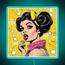 Load image into Gallery viewer, Retro Pop Art Beauty Illustration RGB neon sign lightblue 