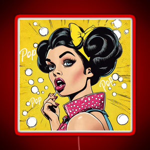 Retro Pop Art Beauty Illustration RGB neon sign red