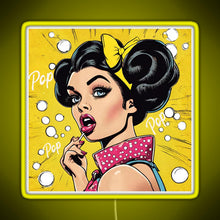 Load image into Gallery viewer, Retro Pop Art Beauty Illustration RGB neon sign yellow