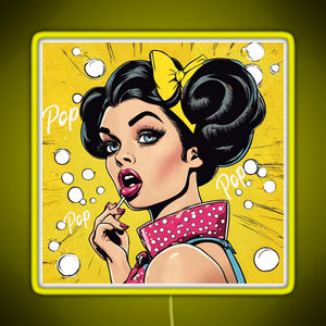 Retro Pop Art Beauty Illustration RGB neon sign yellow