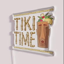 Load image into Gallery viewer, Retro Tiki Bar Design RGB neon sign, side view with lights off showing acrylic backing and LED tube