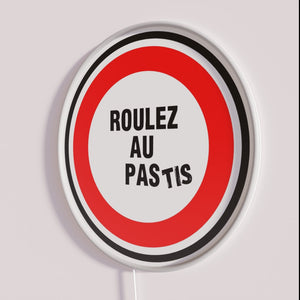Vibrant Neon Sign with Retro Motorcycle Theme and Pastel Colors