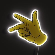 Load image into Gallery viewer, Right Hand Rules RGB neon sign, front view lit, printed on acrylic