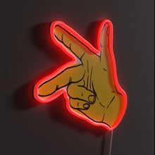 Load image into Gallery viewer, Right Hand Rules RGB neon sign, side view lit showing the depth of the acrylic sign