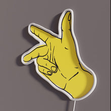 Load image into Gallery viewer, Right Hand Rules RGB neon sign, side view with lights off showing acrylic backing and LED tube