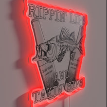 Load image into Gallery viewer, Neon &#39;Rippin Lips&#39; Wall Sign with Vibrant RGB Lighting Effect