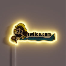 Load image into Gallery viewer, Neon-inspired desktop RGB sign featuring iconic Roger Wilco cartoon character