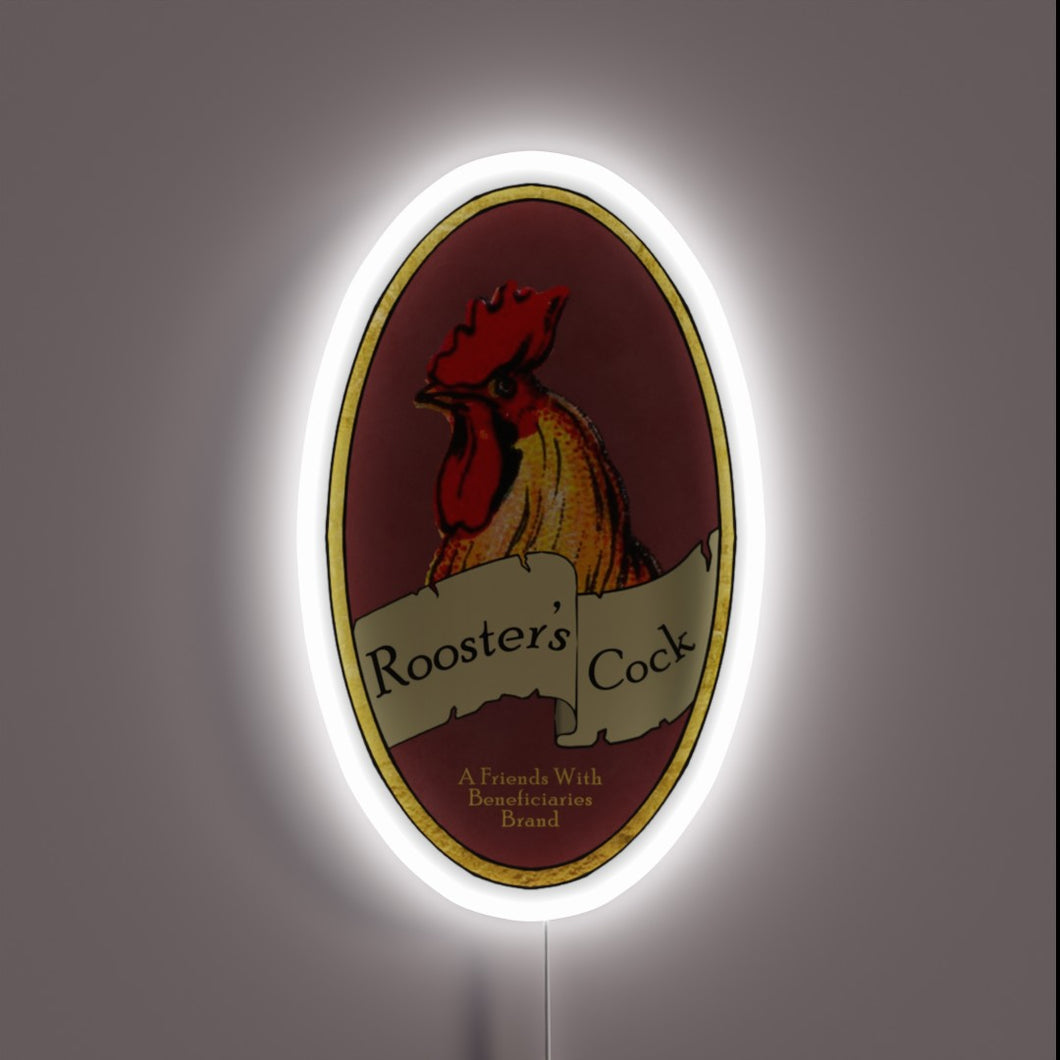 Neon Sign featuring a colorful Rooster in bold brewery style