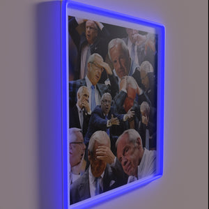 Disappointment written in bold, graphic, multicolor neon LED letters.