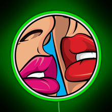 Load image into Gallery viewer, Ruby Red Lipstick Kiss Pop Art RGB neon sign green