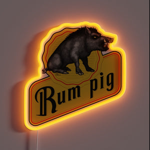 Wild boar “Rum pig” neon sign.