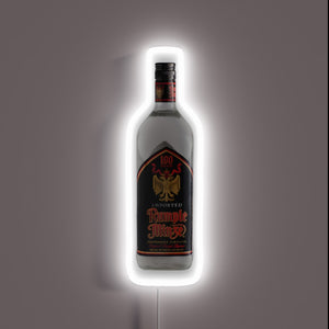 Vibrant LED neon sign with flashing blue and green lights