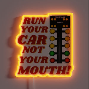 Drag racing parody design with funny car mouth gag humor