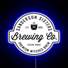 Load image into Gallery viewer, Sanderson Sisters Brewing Co Halloween Hocus Pocus RGB neon sign blue