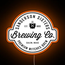 Load image into Gallery viewer, Sanderson Sisters Brewing Co Halloween Hocus Pocus RGB neon sign orange