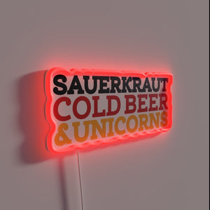 Vintage Saurekraut Cold Brews and Mythical Unicorns Neon Bar Sign