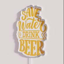 Load image into Gallery viewer, Eye-catching RGB neon sign promoting water conservation and beer drinking lifestyle.