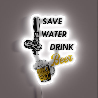 Water Conservation Reminder in Bright RGB Neon Sign Design