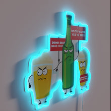 Load image into Gallery viewer, Witty water conservation reminder with colorful LED beer signage ambiance