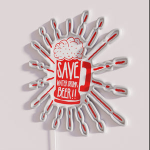 Fun Neon Bar Sign: Save Water Drink Beer - Humorous Home Decor