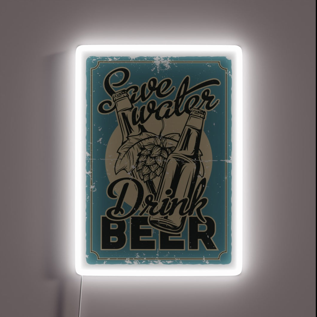Water You Waiting For Beer Lover's Humorous Neon Sign Design