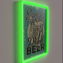 Load image into Gallery viewer, Water conservation meets party spirit in vibrant RGB neon design.