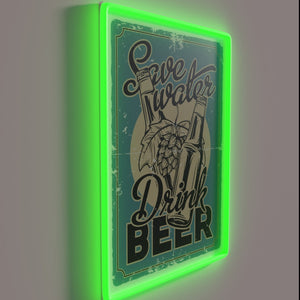 Water conservation meets party spirit in vibrant RGB neon design.