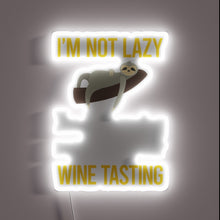 Load image into Gallery viewer, Vibrant RGB LED sign illuminates wine tasting with energy efficiency message.