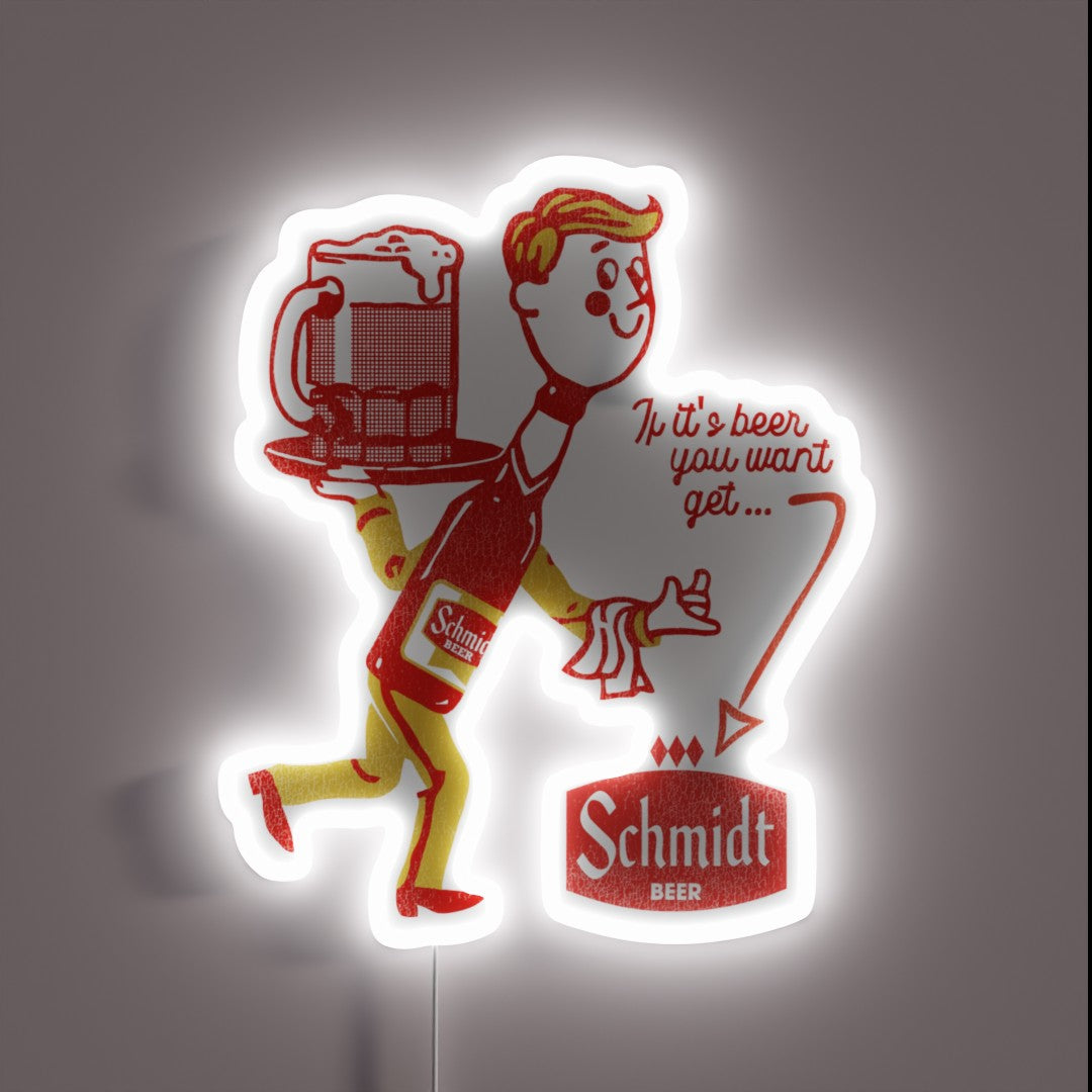 Schmidt Beer Man Retro Defunct Breweriana Rgb Led Sign – Neon Factory