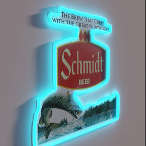 Vibrant retro beer advertisement neon sign with nature-inspired design.