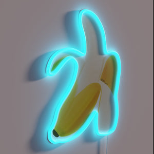 Semi-realistic banana graphic in vibrant RGB neon LED lighting
