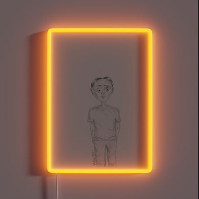 Colorful semi-realistic figurine illuminated by vibrant RGB neon lights