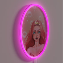 Load image into Gallery viewer, Underwater fantasy meets modern glow with mermaid portrait neon art.
