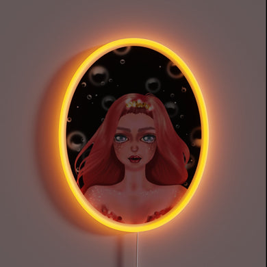 Glowing, semi-realistic mermaid portrait in vibrant RGB neon art.