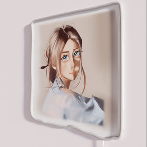Vibrant semi-realistic Pretty Girl portrait RGB neon wall decoration art