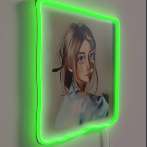 Eye-catching semi-realistic portrait of pretty girl in RGB neon lights