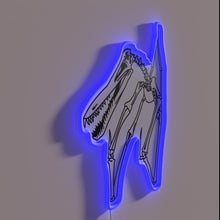 Load image into Gallery viewer, Vibrant semi-realistic Anhanguera dinosaur skeleton in radiant RGB neon glow