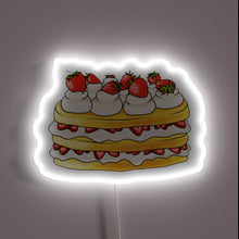 Load image into Gallery viewer, Vibrant Neon Sign Depicting Whimsical Strawberry Shortcake Scene Details