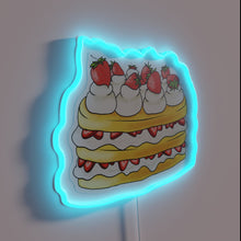 Load image into Gallery viewer, Vibrant Neon Strawberry Shortcake Sign with Semi-Realistic Colored Fruit Design