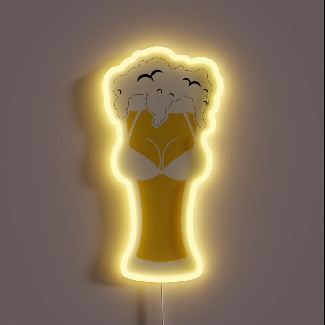 Eye-catching RGB LED lightbox featuring a seductive beer design.