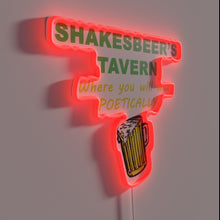 Load image into Gallery viewer, Vintage Shakespeare&#39;s Pub Sign in Bright RGB Neon Glow