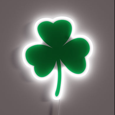 Irish-themed neon sign featuring vibrant green and colorful light effects.